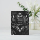 Black gothic Love Heart Wedding Save the Date Aankondigingskaart (Staand voorkant)