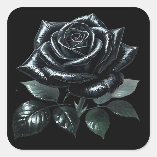 Black Gothic Rose Vierkante Sticker (Voorkant)