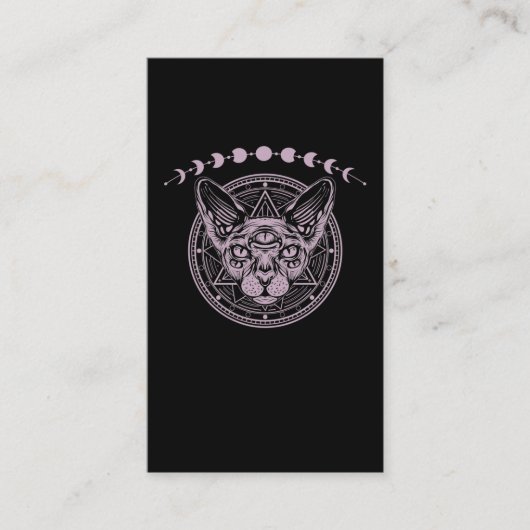 Black gothic Sphynx Cat Gothic Moon Visitekaartje (Voorkant)