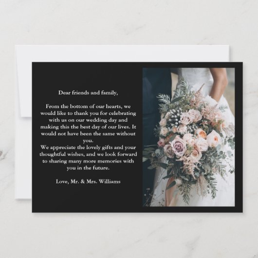 Black Gothic Til Dood Huwelijksfoto Bedankkaart (Achterkant)