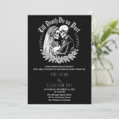 Black Gothic Till Death Do Us Part Huwelijk Kaart (Staand voorkant)