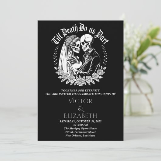 Black Gothic Till Death Do Us Part Huwelijk Kaart (Staand voorkant)