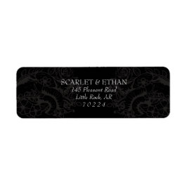 Black gothic Two Hearts Floral Hallowedding Etiket