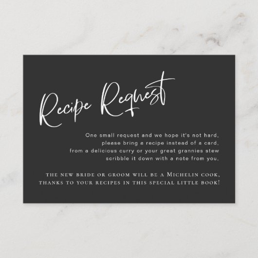 Black gothic Vrijgezellenfeest Recipe Request Kaar Informatiekaartje (Voorkant)