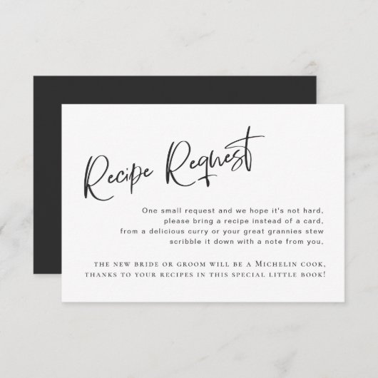Black gothic Vrijgezellenfeest Recipe Request Kaar Informatiekaartje (Voorkant / Achterkant)