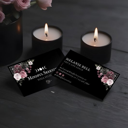 Black Gothic Waterverf Floral Holistic Wellness Visitekaartje