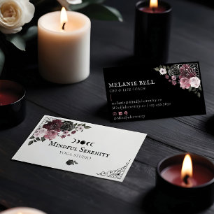 Black Gothic Waterverf Floral Holistic Wellness Visitekaartje
