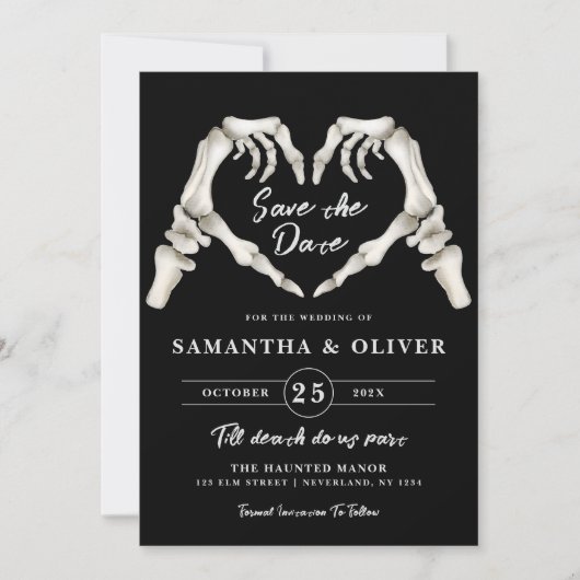 Black Gothic Wedding Bewaar de datum Halloween Hea Save The Date (Voorkant)