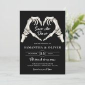 Black Gothic Wedding Bewaar de datum Halloween Hea Save The Date (Staand voorkant)