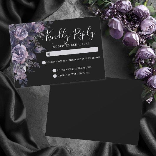 Black Gothic Wedding RSVP Card Kaartje