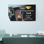 Black | Goud Afstuderen Custom Fotoklasse van 2025 Spandoek (Beurs)