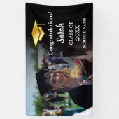 Black | Goud Afstuderen Custom Fotoklasse van 2025 Spandoek (Verticaal)