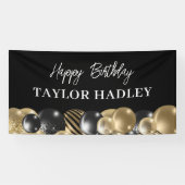 Black Goud Gefeliciteerd Spandoek (Horizontaal)