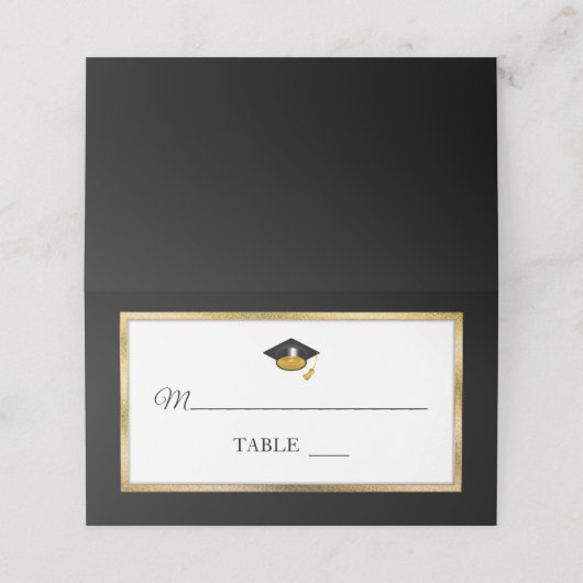 Black | Goud | Wit Afstudeerder Pet Plaatskaarten Plaatskaartje (Buitenkant ongevouwen)