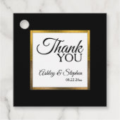 Black | Goud | Wit Eenvoudig Elegant Dank u Bedankjes Labels (Voorkant)