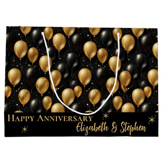 Black | Goudballonnen Happy Jubileum Groot Cadeauzakje (Achterkant)
