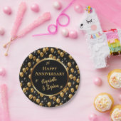 Black | Goudballonnen Happy Jubileum Papieren Bordje (Feest)