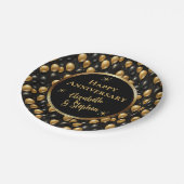 Black | Goudballonnen Happy Jubileum Papieren Bordje (Gekanteld)