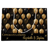 Black | Gouden ballonnen Gefeliciteerd Namen Groot Cadeauzakje (Voorkant)