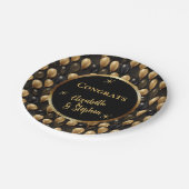 Black | Gouden ballonnen Gefeliciteerd Namen Papieren Bordje (Gekanteld)