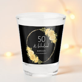 Black | Gouden & Gele Bloemen 50e Verjaardag Shot Glas