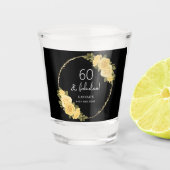 Black | Gouden & Gele Bloemen 60e Verjaardag Shot Glas (Voorkant)
