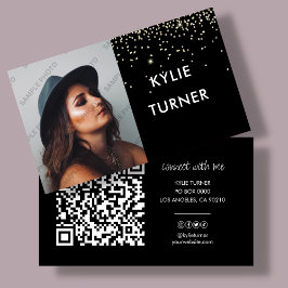 Black | Gouden Glitter | Foto | QR-code | Sociaal Visitekaartje