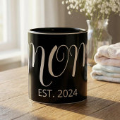 Black Graceful Big Script Established New Mom Gift Tweekleurige Koffiemok