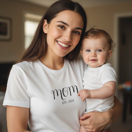 Black Graceful Script Established Mom T-Shirt