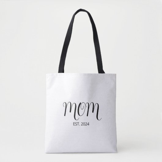 Black Graceful Script Established New Mom Gift Tote Bag (Voorkant)