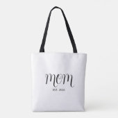 Black Graceful Script Established New Mom Gift Tote Bag (Achterkant)