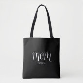 Black Graceful Script Established New Mom Gift Tote Bag (Voorkant)