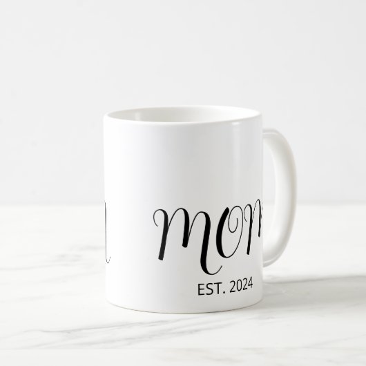 Black Graceful Script Established New Mom Koffiemok (Voorkant rechts)