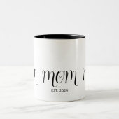 Black Graceful Script Established New Mom Tweekleurige Koffiemok (Center)