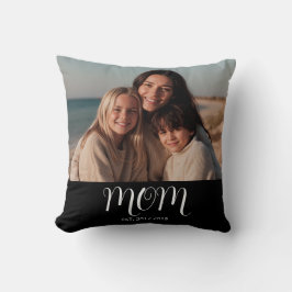 Black Graceful Script Mom Established Photo Kussen
