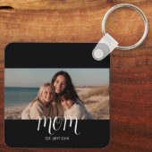 Black Graceful Script Mom Established Photo  Sleutelhanger (Achterkant)