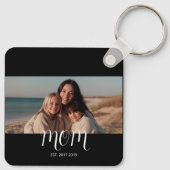 Black Graceful Script Mom Established Photo  Sleutelhanger (Achterkant)
