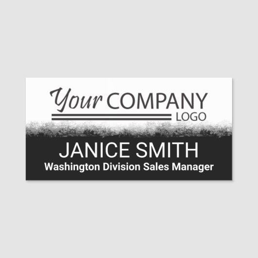 Black Gradient Logo Branded Convention Trade Show Naamplaatje (Voorkant)