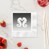 Black Gradient Seapaarden Kissingbruiloft Napkins Servet (Insitu)