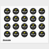 Black Graduating Class Thank You Grad Cap Ronde Sticker (Vel)