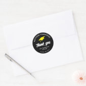 Black Graduating Class Thank You Grad Cap Ronde Sticker (Envelop)