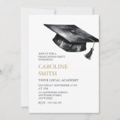 Black Graduation cap Afstudeerfeest Kaart (Voorkant)