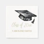 Black Graduation cap Afstudeerfeest Servet (Voorkant)