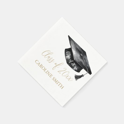 Black Graduation cap Afstudeerfeest Servet (Hoek)