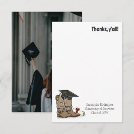 Black Graduation Cap and Cowboy Boot Bedankkaart
