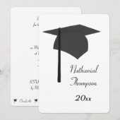 Black Graduation Cap and Tassel Invitations Kaart (Voorkant / Achterkant)
