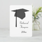 Black Graduation Cap and Tassel Invitations Kaart (Staand voorkant)