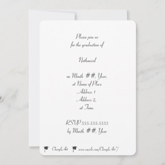 Black Graduation Cap and Tassel Invitations Kaart (Achterkant)