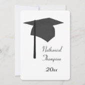 Black Graduation Cap and Tassel Invitations Kaart (Voorkant)