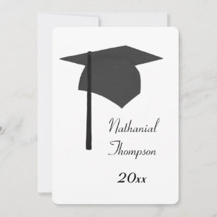 Black Graduation Cap and Tassel Invitations Kaart